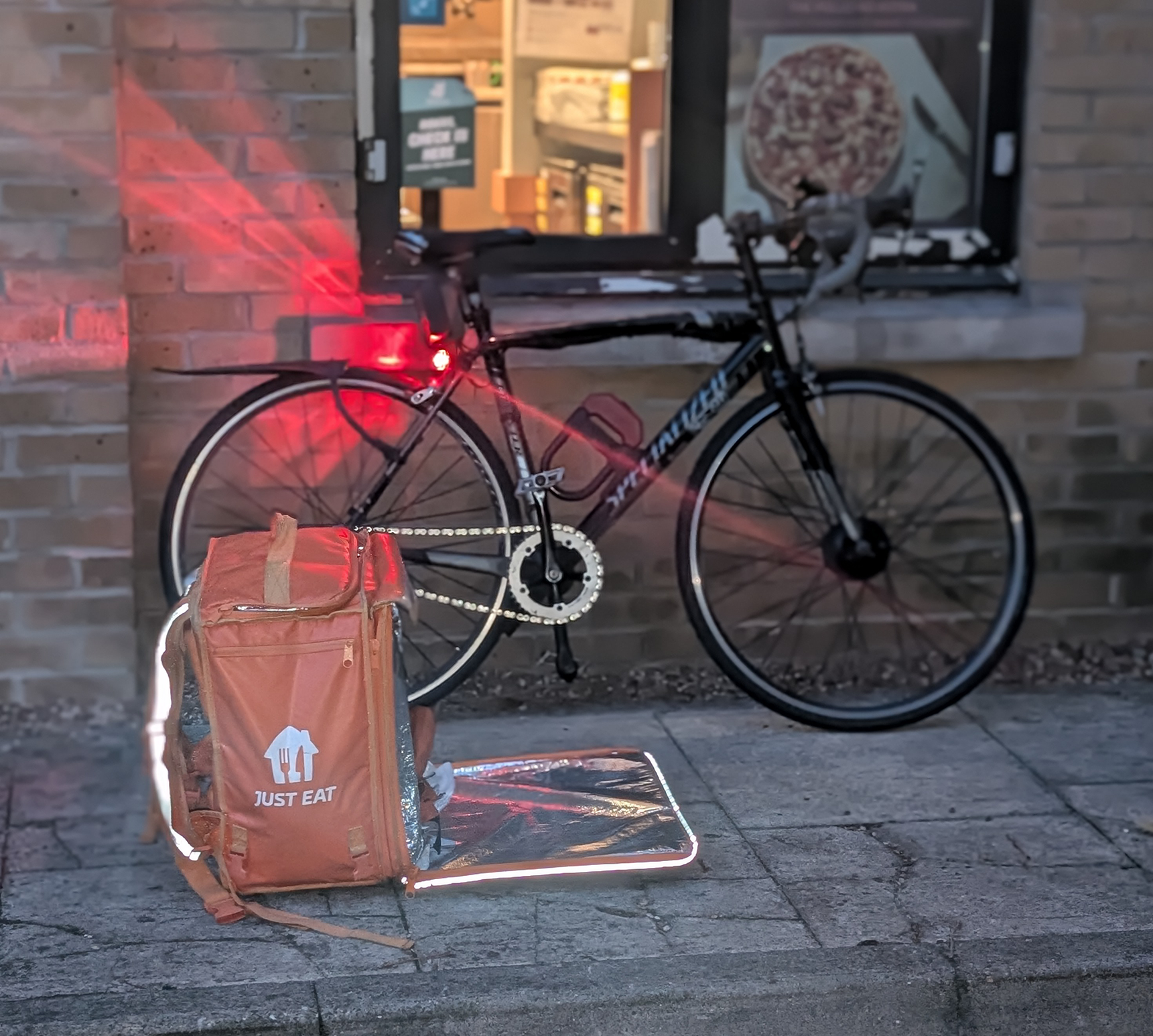 Specialized bike with Just Eat bag setup